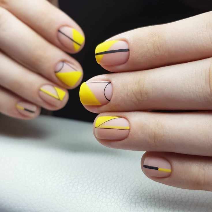 Дизайн Ногтей На Короткие Квадратные Желтые