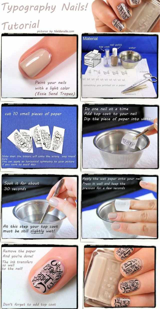 газетный дизайн ногтей пошаговая фото инструкция Newspaper nail design