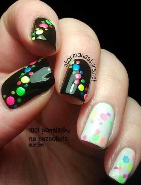 дизайн ногтей точками дотс разноцветные капли