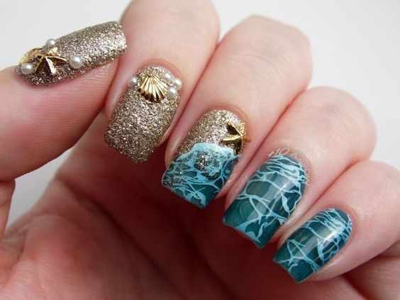 design nails schell морской маникюр с рисунком ракушки 