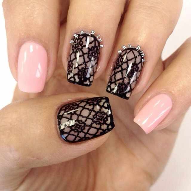ногти кружева розовый цвет nail design lace 