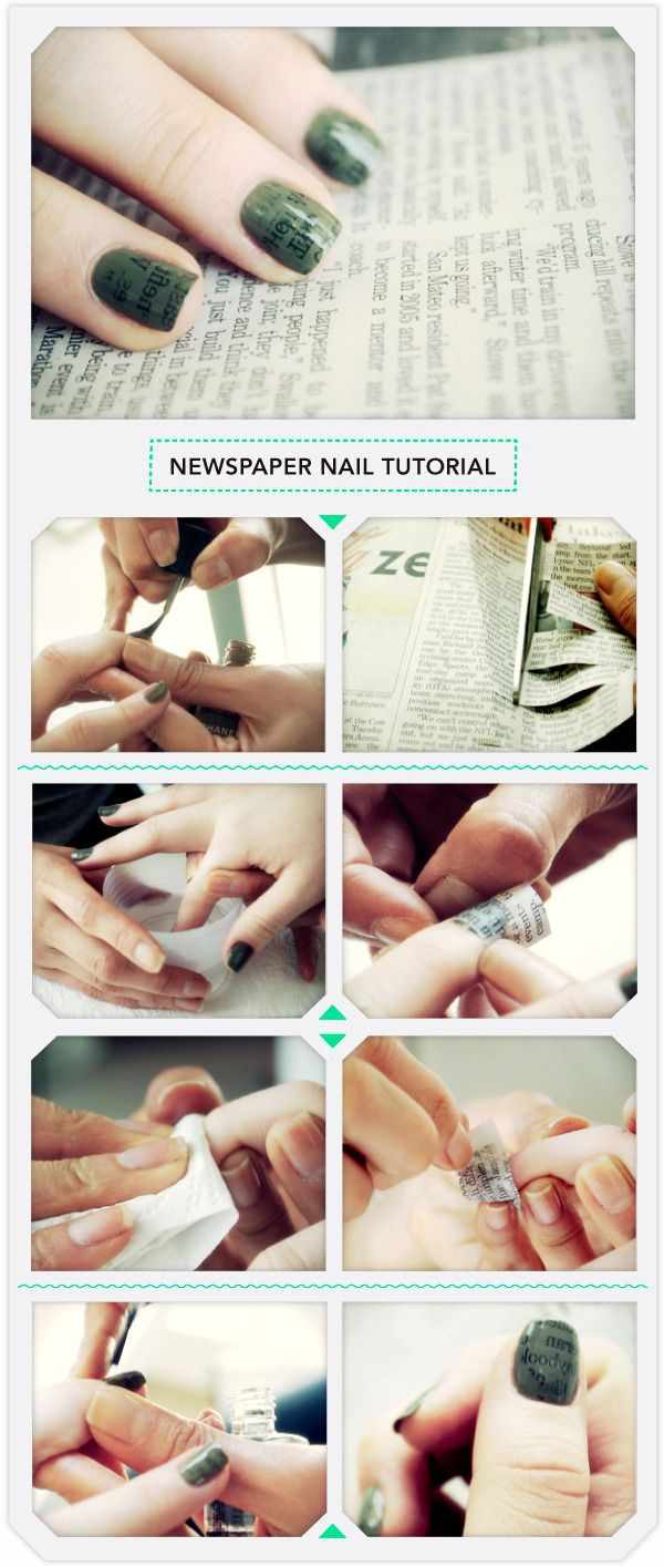 газетный дизайн ногтей пошаговое руководство Newspaper nail design
