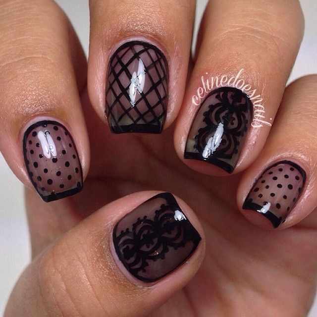 ногти вуаль сеточки в горошек nail design lace