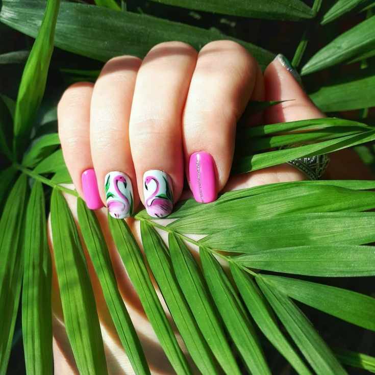 Фламинго на ногтях пошаговые фото