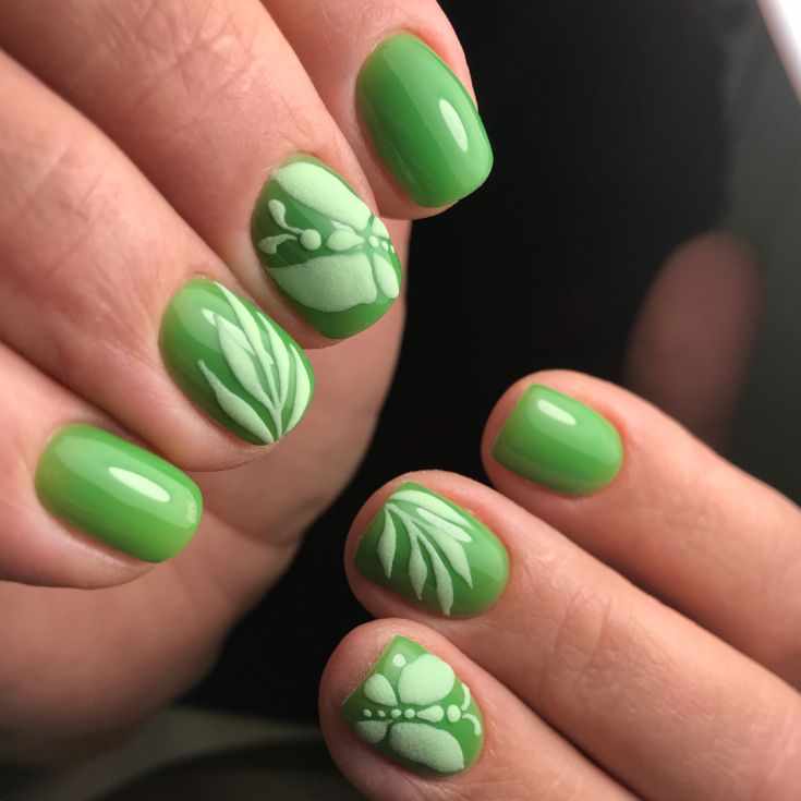 50+ дизайн ногтей в зеленых тонах 2018
