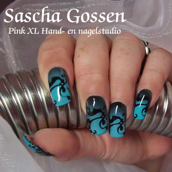 nail design airbrush дизайн ногтей аэрография темно синий