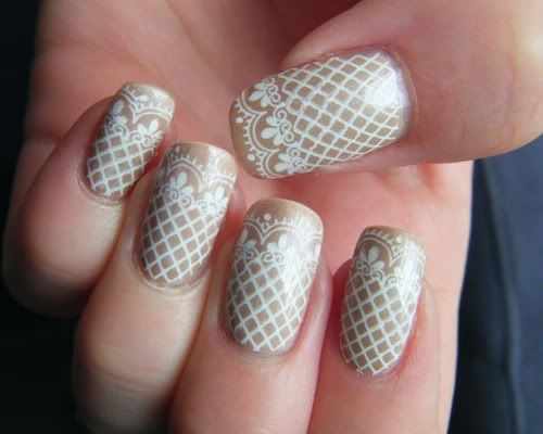 ногти кружева белые сеточкой nail design lace