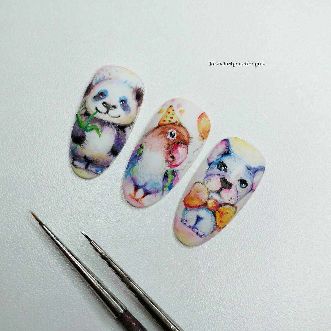маникюр с пандой на ногтях дизайн 2018