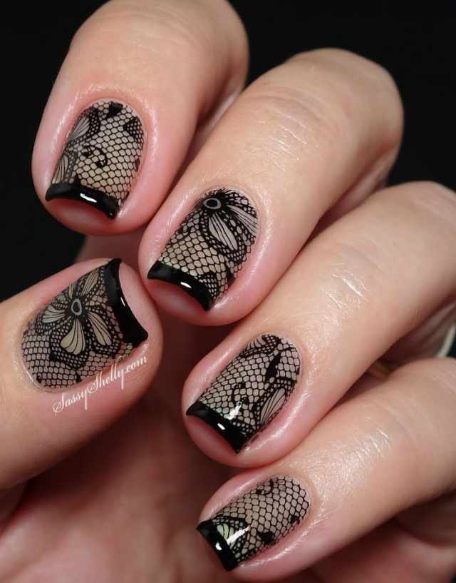 ногти вуаль колготки кружева сеточка nail design lace