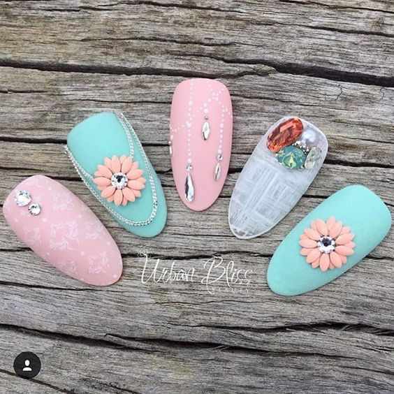 Nail designs with rhinestones дизайн ногтей со стразами