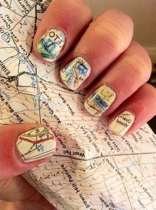 газетный дизайн ногтей карта Newspaper nail design