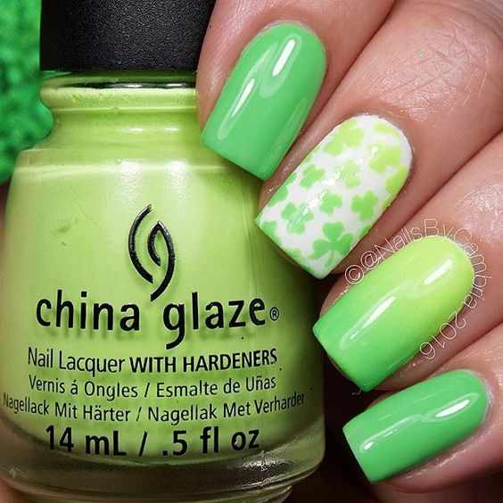 маникюр салатового цвета nails grass is lime greener