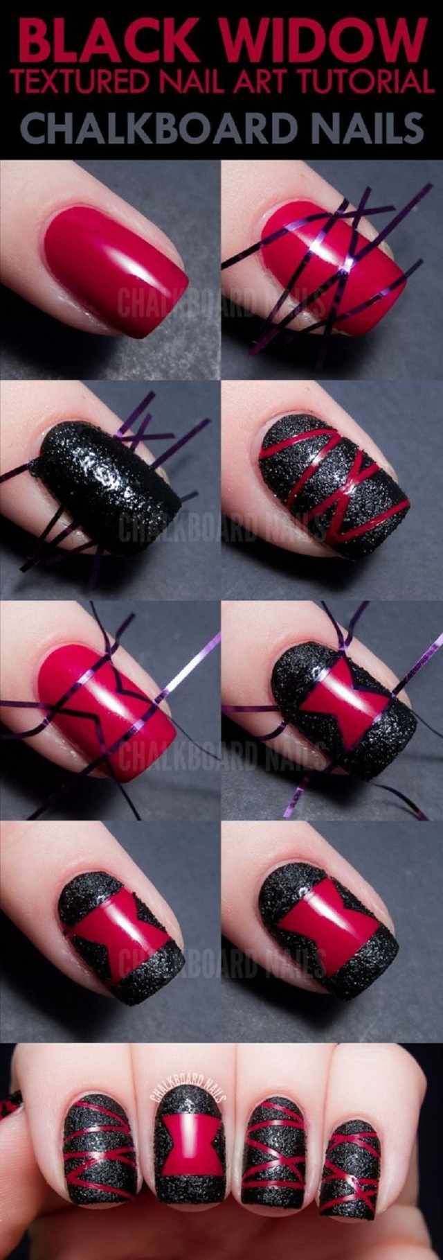 red black manicure красно чёрный дизайн ногтей пошаговая инструкция 