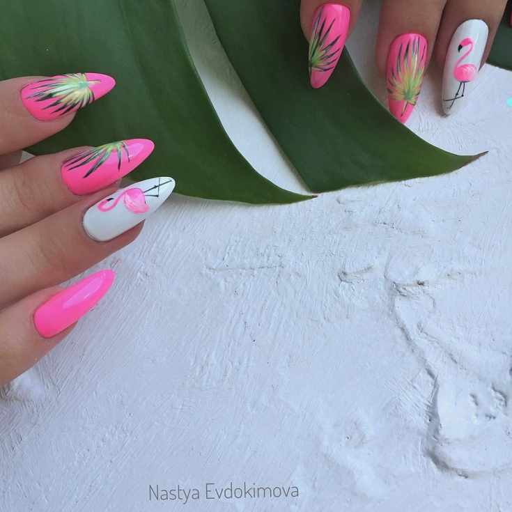 Фламинго на ногтях пошаговые фото